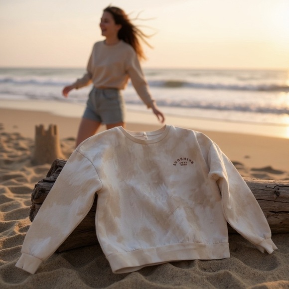 Rylee + Cru Women's Neutral Tie-Dye Sweatshirt | Size L - Picture 5 of 12